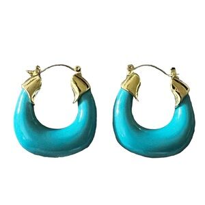 Chic Turquoise and Gold Leaf Earrings